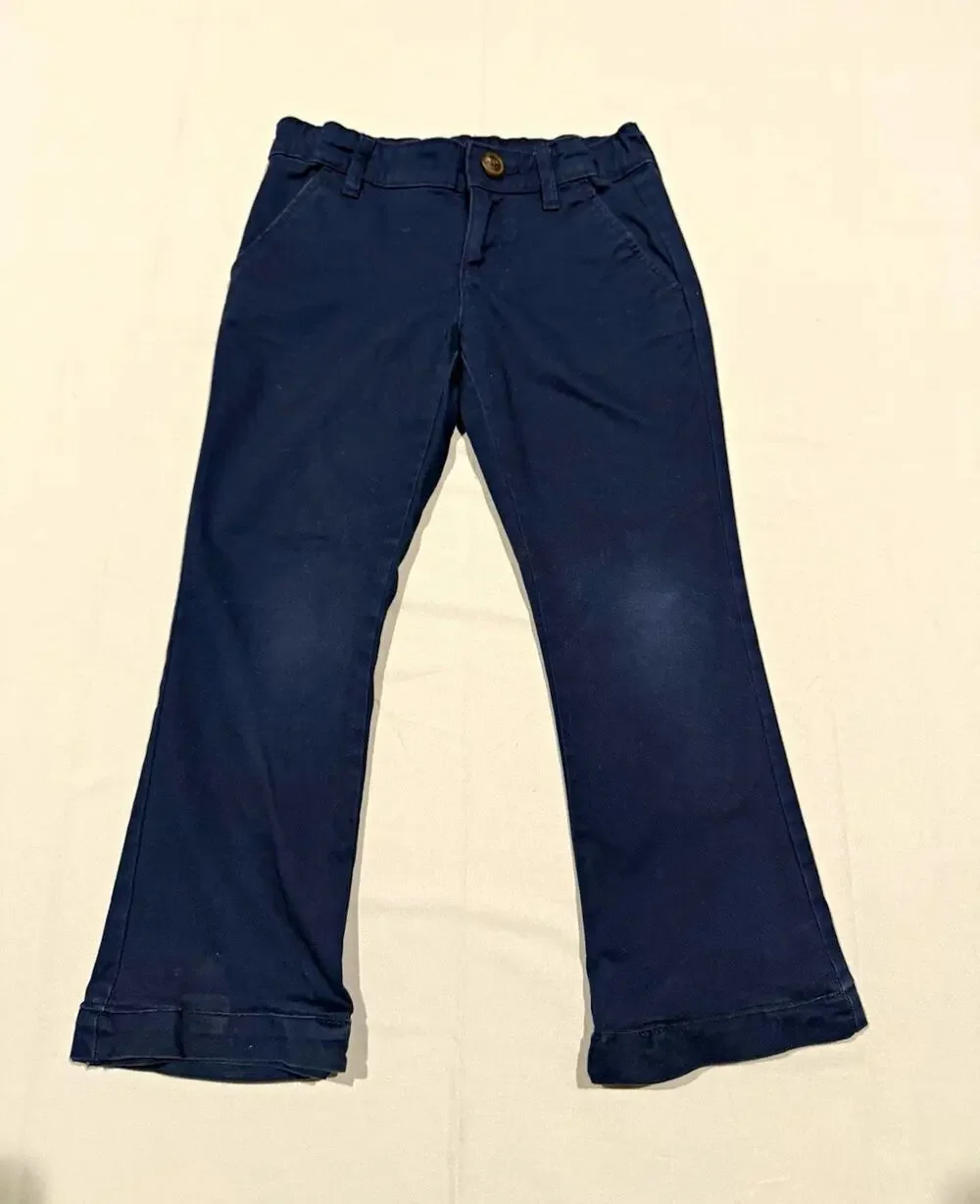 Old Navy Girls Bootcut Stretch Pants Navy Size 7 Cotton Blend Zip/Button